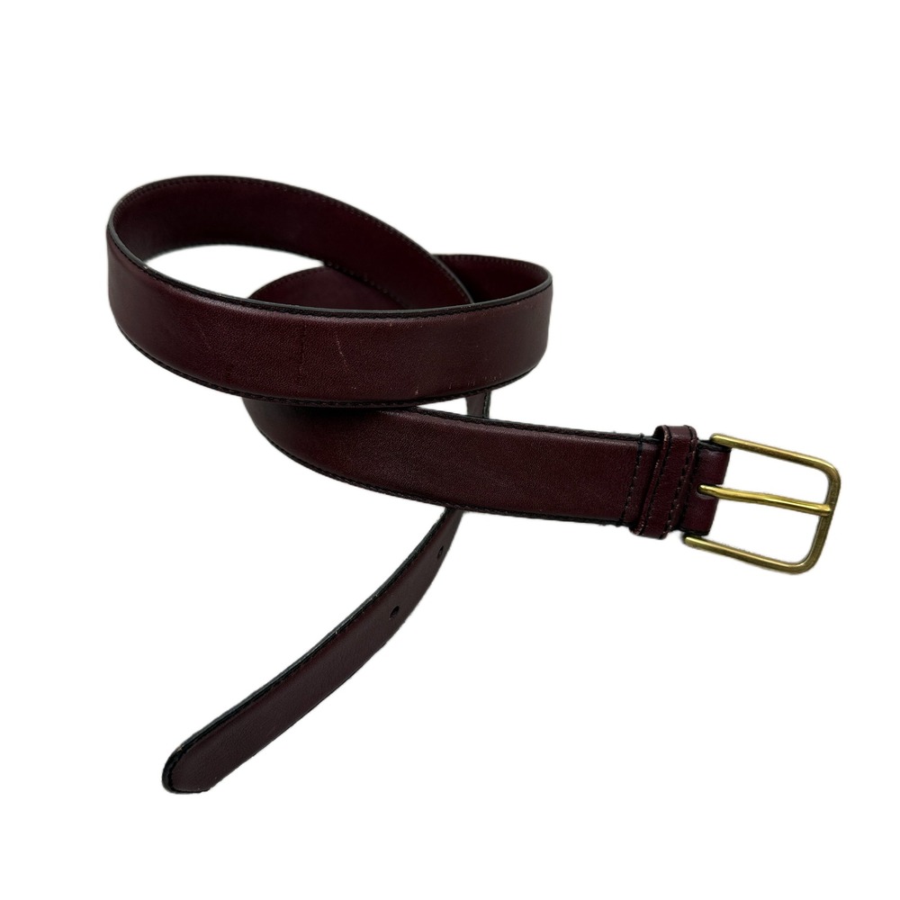 Vtg Canterbury Belt Womens 34 Bordeaux Gold Brass Buckle Harness Leather 1.25"